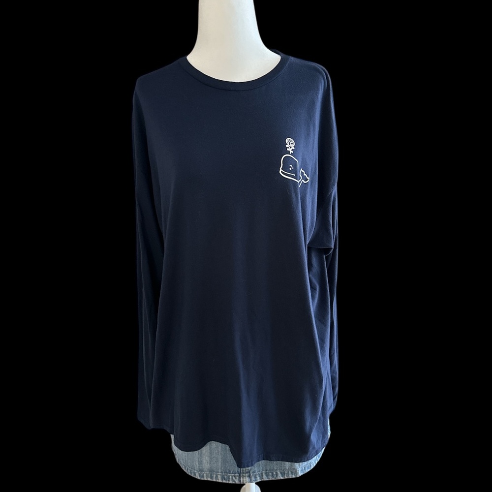 Blue Long Sleeve Volleyball Whale Tee